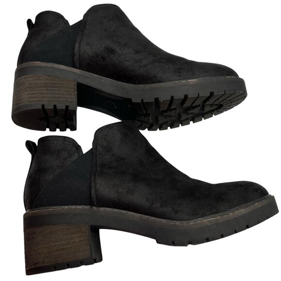 Crown Vintage Chelsea Size 11 Chunky Heel Ankle Boots Booties Black Slip On - Picture 1 of 15